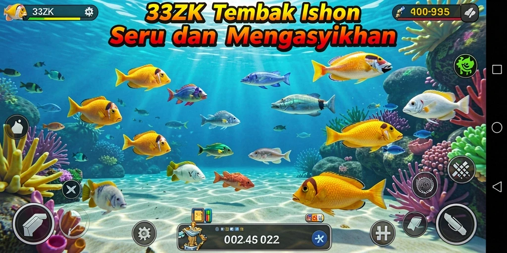 Tampilan gameplay seru dalam 33ZK saat menangkap ikan.