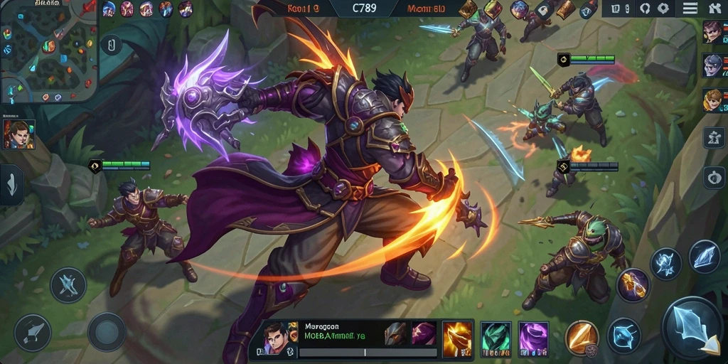 Tangkapan layar yang menunjukkan aksi seru dalam gameplay MOBA C789.