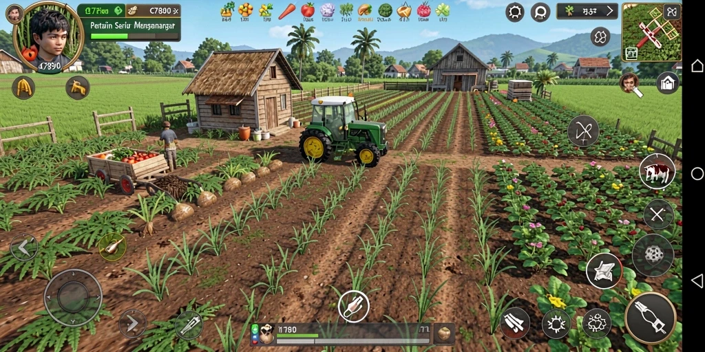 Screenshot C7890 menampilkan petualangan pertanian yang menarik.
