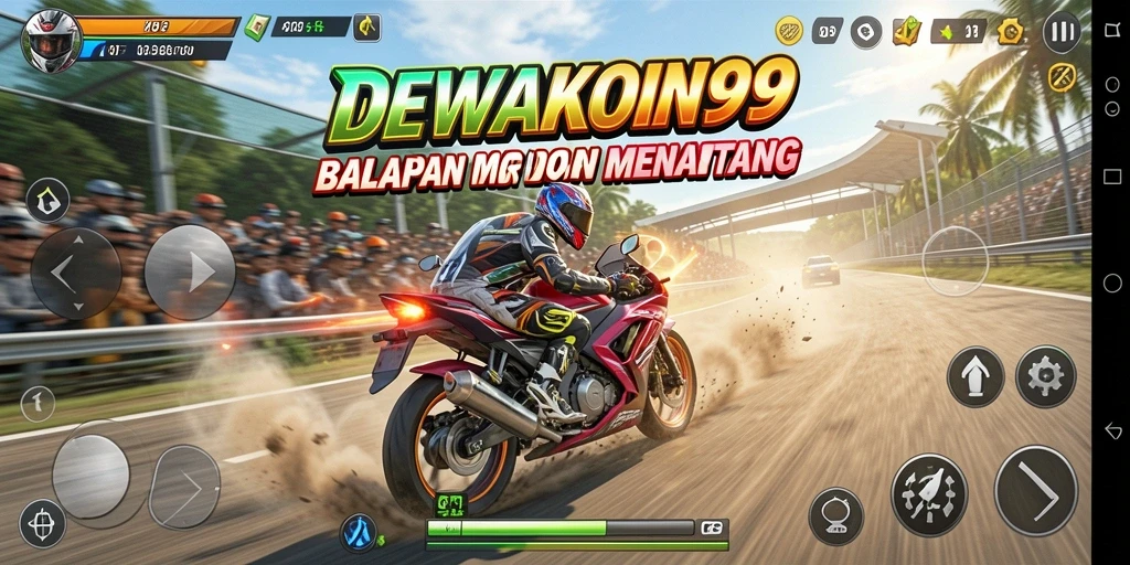 Tampilan gameplay balapan motor yang mendebarkan di DEWAKOIN99.