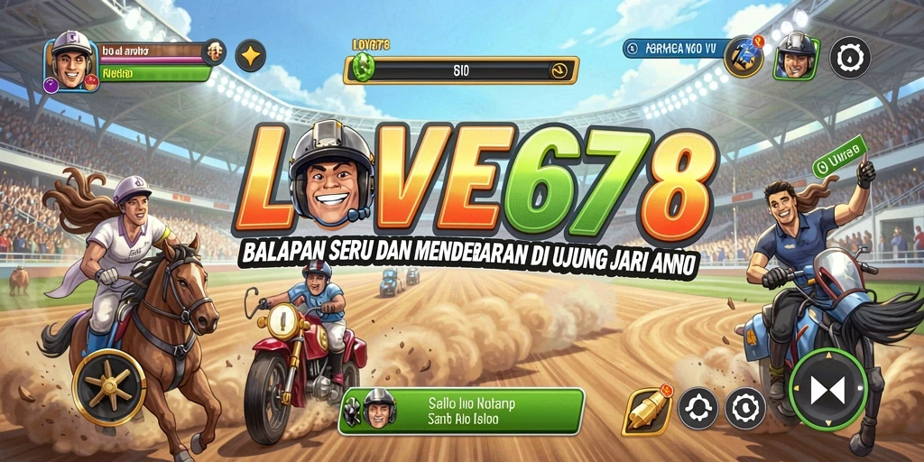 Screenshot utama LOVE678 menampilkan aksi balapan yang mendebarkan.