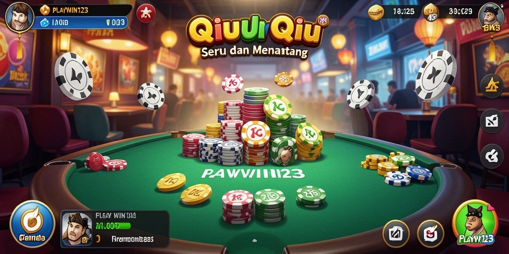 Tampilan screenshot utama PLAYWIN123 yang menampilkan intensitas gameplay QiuQiu.