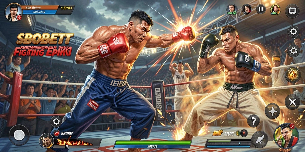 Screenshot SBOBET menampilkan aksi pertarungan yang intens dan mendebarkan.