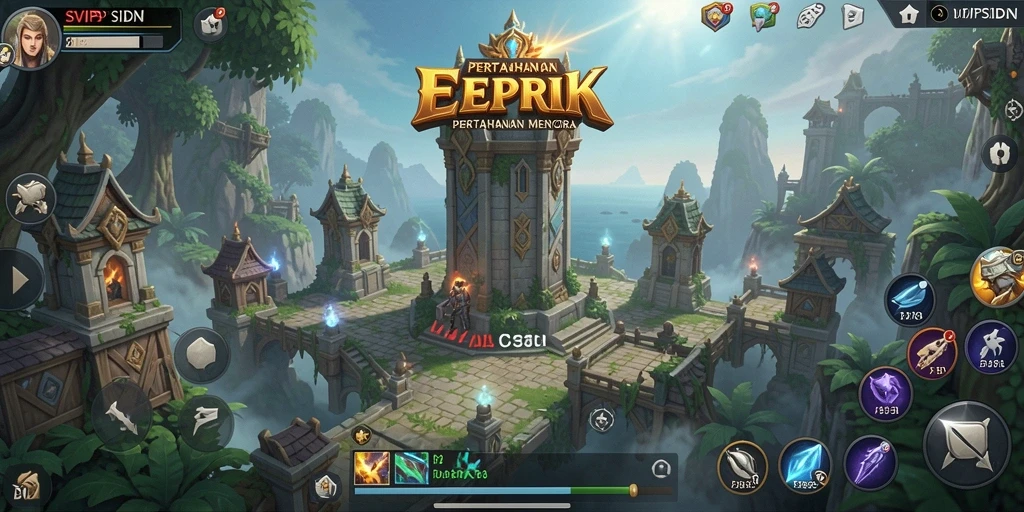 Gameplay menarik SVIPSIDN yang menampilkan menara menakjubkan.