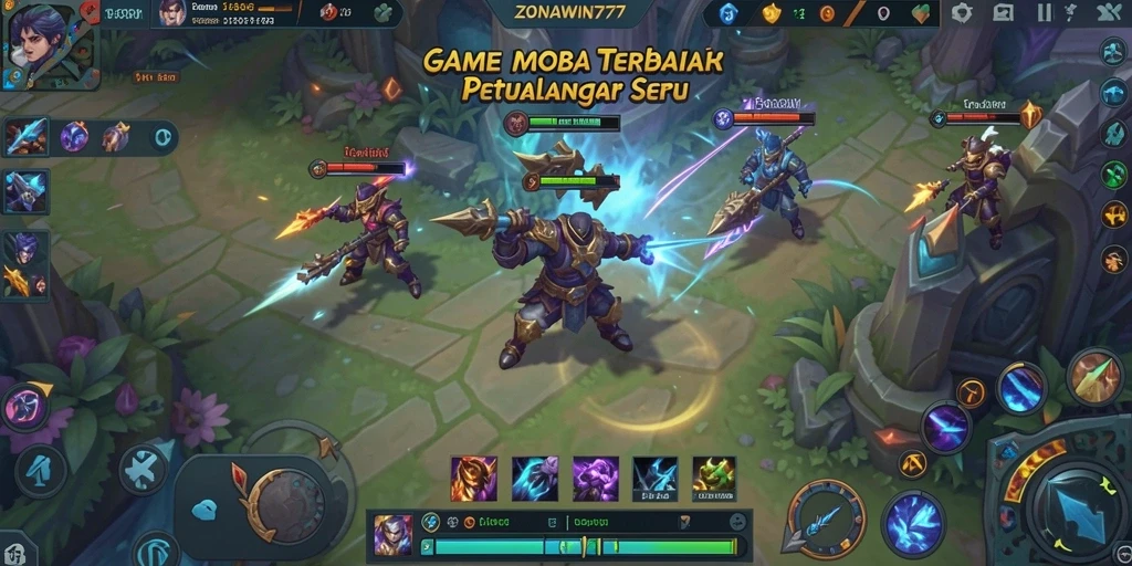 Tampilan seru dalam pertempuran game MOBA ZONAWIN777.